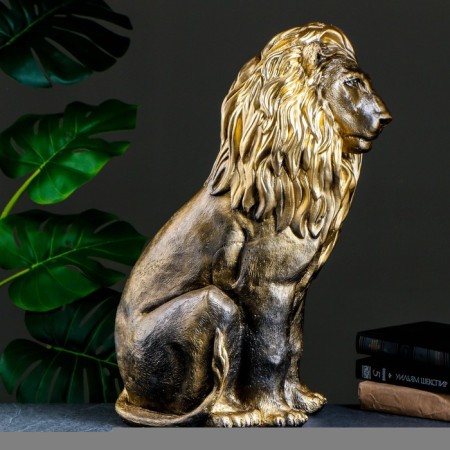 Figure "Lion sitting" black gold, 40x25x55cm-1