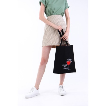 Shoper "glass of wine", 35 x 0.5 x 40 cm, embroidery, black-6
