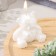 Candle decorative bear-border 7cm, pearl