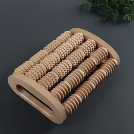 Massage for the back and feet "Drums", 23 × 17 × 7 cm, wooden, 5 combined rows-3