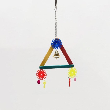 Toy for birds "Multi -colored triangle", with a bell, mix-1