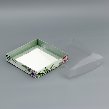 Box of the team with PVC lid, "for you", 16 x 16 x 3 cm. Confectionery packaging-3