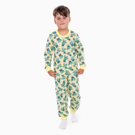 Pajamas for a boy, yellow color/cacti, height 92 cm