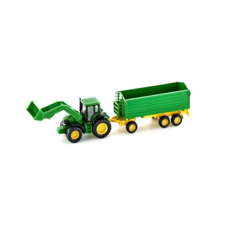A toy tractor with bucket and trailer-room John Deere, scale 1:87-1
