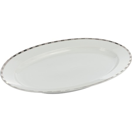 Opal oval dish, “platinum plates” decor, 36 cm