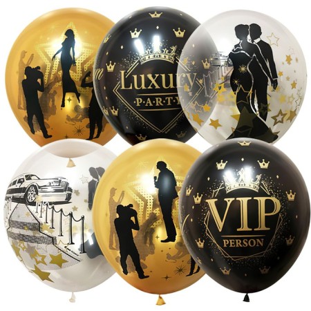 Latex ball 12 "VIP PARTY" Assorted, set 25 pcs., Mix