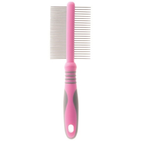Delight Rose comb, with rings, double -sided, 24/37 teeth 25 mm, pink-2
