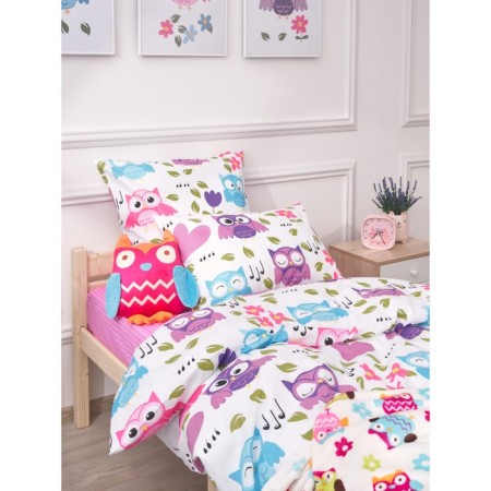 Pillow - OWL toy, size 40x27 cm, pink color-3