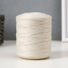 Knitting cord 100% polyester 5 mm cylinder, 180 g, 140 m 02 -milk