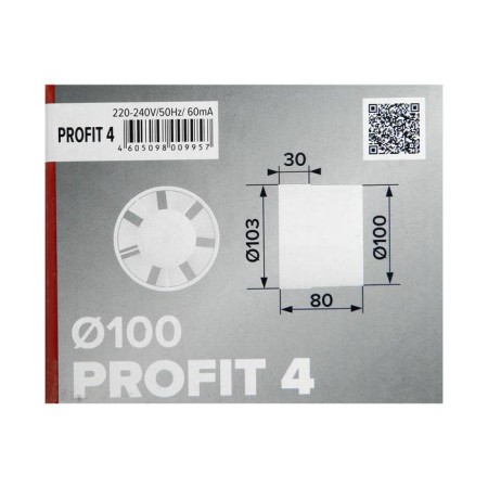 Exhaust Era Profit 4, D = 100 mm, 220–240 V, channel fan-6