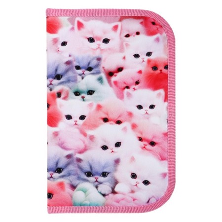 Penal 1 section, 130 x 210 x 40 mm, 2 folding strips, fabric, calligrata top, Content "Fluffy cats"-1