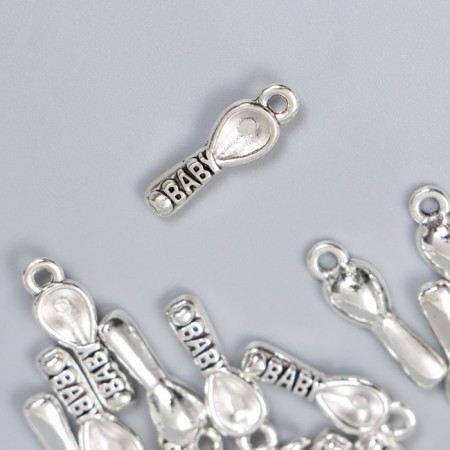 Decor Metal for creativity "Power of the baby - Baby" silver set 20 pcs