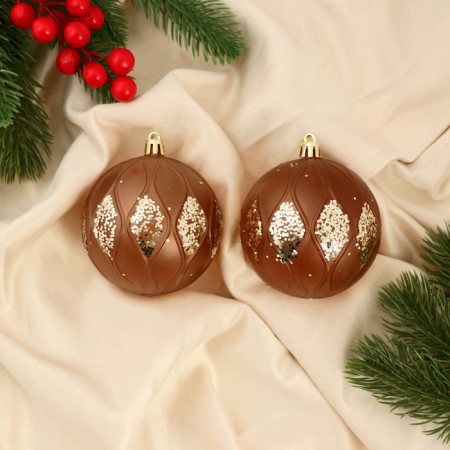 Set of balls plastic D-8 cm, 2 pcs "Gabriel" shine, brown