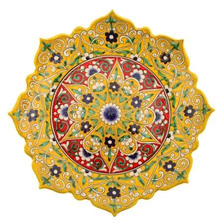 Largan Rishtan ceramics "Flowers", 31 cm, yellow mix, corrugated-18