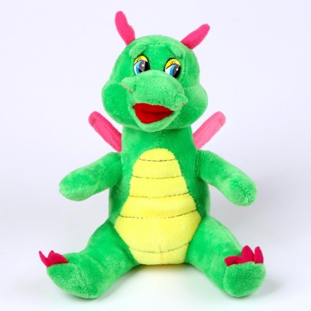 Soft toy "Dragon", with pink wings, 18 cm, green color
