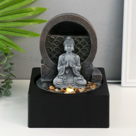 The desktop fountain from the network, backlight "Mediting Buddha" gray 18x18x24 cm-6