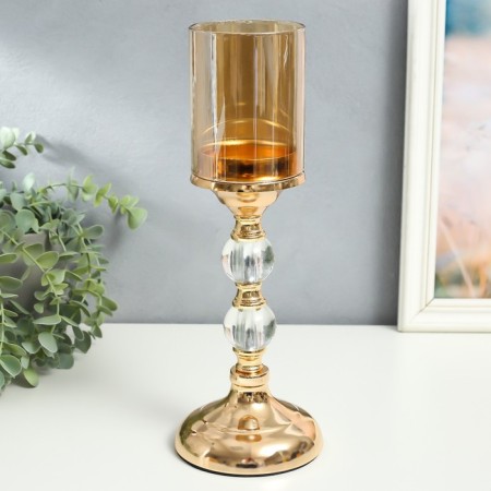 Summary Metal for 1 candle "Classic - two transparent balls" gold 26x11x11 cm-1