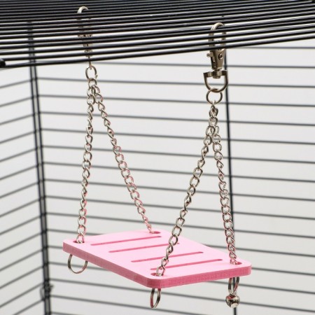 Swing for rodents "Pijon" on chains, 9 x 7 x 0.5 cm, plastic, pink-1