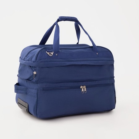 Road bag on wheels, a lightning department with an increase, an outer pocket, a long belt, the color is blue-2