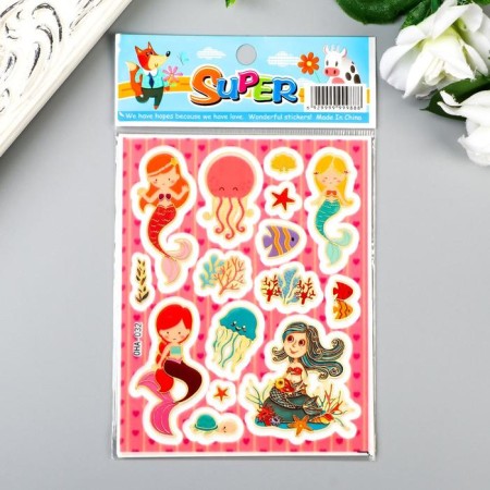 Stick Plastic "Mermaids" Golden stroke mix 16x9.8 cm set 10 pcs-3
