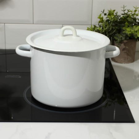 Cylindrical pan, 3.5 l, enameled cover, induction, white color-5
