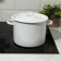 Cylindrical pan, 3.5 l, enameled cover, induction, white color