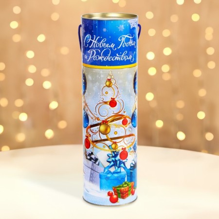 Gift box, blue balls tube 99x340mm