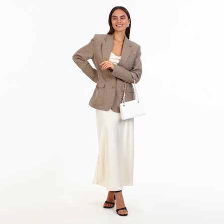 Female bag, zipper clutch, white color-6