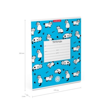 Notebook of 12 sheets in the ruler, Erichkrause "Cats", cover coated a cardboard, an offset block 100% whiteness, with a print-3