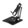 A phone stand, adjustable, folding, 360 ° rotation, metal, black