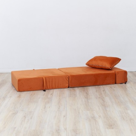 Handwheel chair-bed "Essen", velor fabric, orange color-4