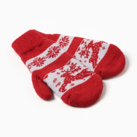 Women's mittens, red/white color, size 20-22