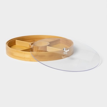 Storage box of a round share Striata, D = 30 cm, bamboo-2