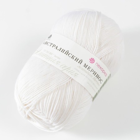 The yarn "Australian Merinos" 95%Merinos. wool, 5% acrylic volume 400m/100g (01-white)-3