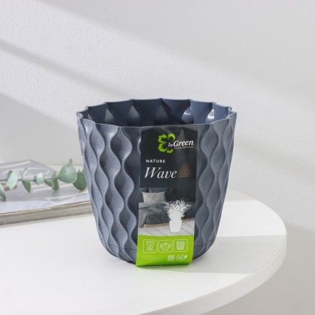 Pot for flowers with a pallet "Wave", 1.4 l, d = 14.5 cm, color gray color-5