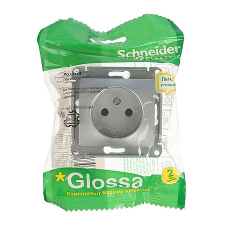 Glossa socket Sche GSL000341, 16 A, single, hidden, without salary, aluminum color-2