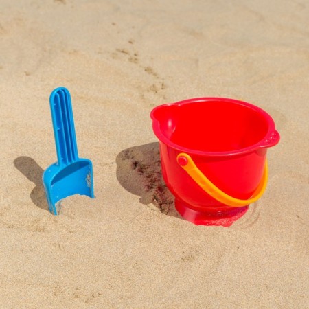 Hape sandbox toys, red bucket and blue scoop-3