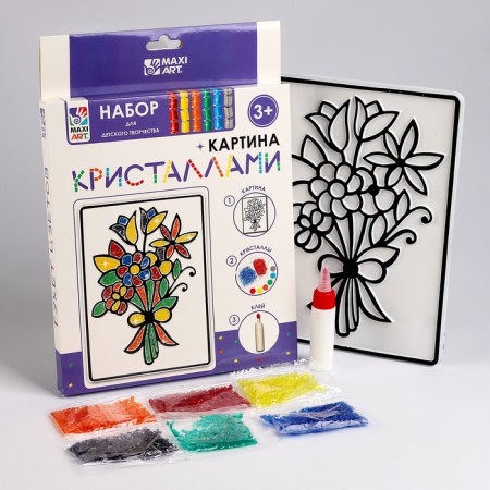 Picture with crystals "Bouquet of flowers", 12 × 18 cm-3