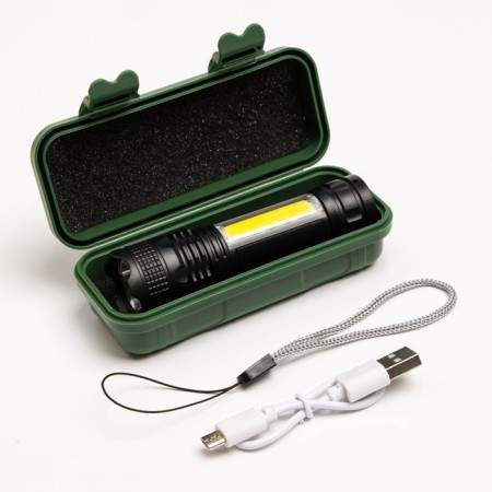 Manual battery flashlight, 400 mAh, 1 W, LED, COB, 3 modes-3