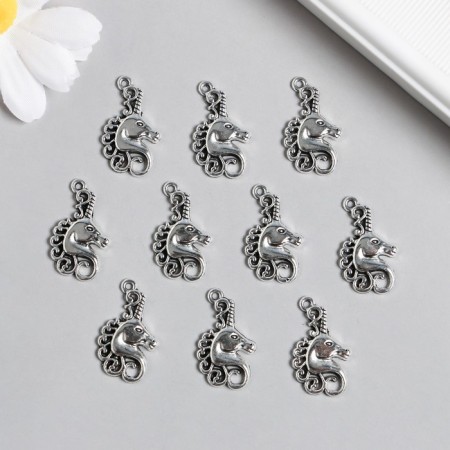 Decor for creativity Metal "Unicorn Head" silver 2.5x1.5 cm-1