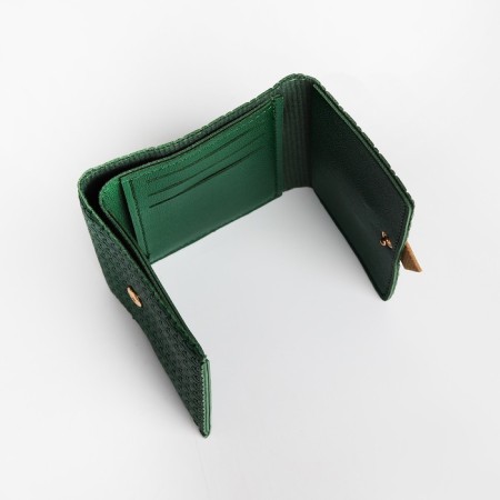 Women's wallet on the button, green color-2