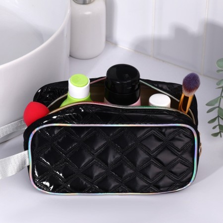 Cosmetic bag with lightning, black color-4