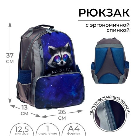School backpack, 37 x 26 x 13 cm, ergonomic back, calligrata ORT "Rucot"