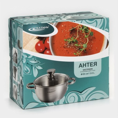Antei pan, 3 l, d = 20 cm, capsule, glass cover, induction-5