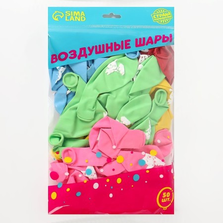 Latex ball 12 "Lovely animals", pastel, 50 pcs., Mix colors-1