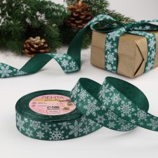 Republic tape 25mm*25 ± 1 yard (23m ± 1m) Festive snowflakes No. 0119 Green/white au