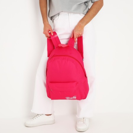 Basic school backpack, with pocket, pink color-8