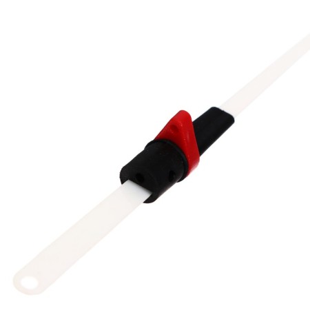 Fishing rod winter balalaika with a guard, black red color, HFB-37-7