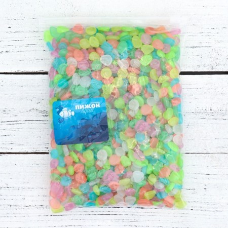 Decorative stones for the aquarium, luminous, 8-11 mm, 500 g, mix-3
