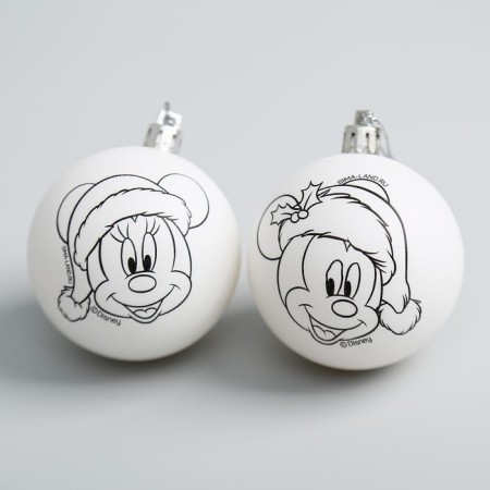 New Year's Christmas tree decoration for coloring, set 2 pcs, ball size 5.5 cm, Mickey Mouse-1